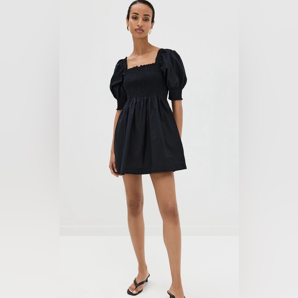 Hill House Black Puff Sleeve Mini Sundress